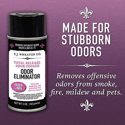 Odor Eliminator, Total Release Odor Fogger, 3 Pack, Effectively Deodorizes and Neutralizes Foul Odors on Contact, Fresh Linen (5 OZ)