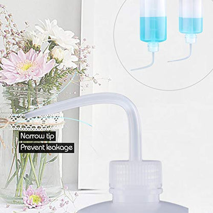 Valchoose White Squeeze Bottles, LDPE Angled Nozzle, 250ml & 500ml, 2 Pack | Built With Clear Liquid Scale, Tight Leakproof Lid, Precise Root Watering, For Lab, Succulents & Mini Potted Plants - color: White, size: 1x250ml+1x500ml