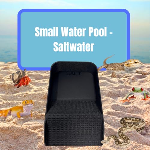 Hermit Crab Watering Pool | Platform Pool Accessory with Access Ramp for Hermit Crabs | 6.5" x 4" | Made in USA (Salt Only, Black) - color: Salt Only, Black