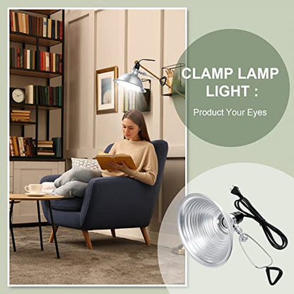 Macarrie 8 Pack Clamp Lamp Light with Aluminum Reflector, 6ft SPT-2 18awg Cord and Adjustable Stand Fixture, up to 150 Watt, E26 Socket, No Bulb(8.5 Inch) - size: 8.5 Inch