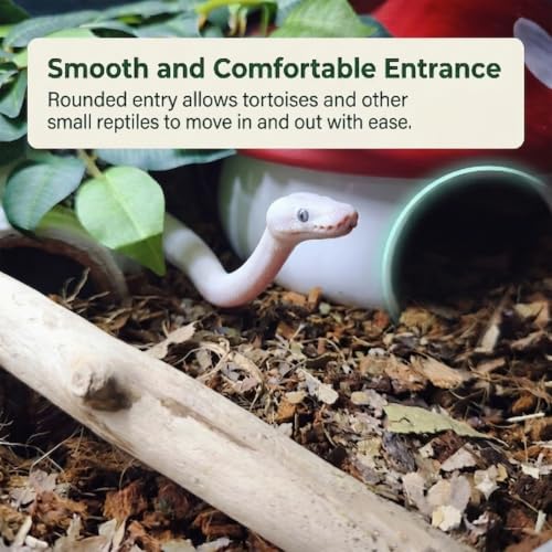 Mushroom Reptile Hide for Tortoise and Small Pets,Tortoise Hide Shelter with Cute Design, Reptile Hide Box for Vivarium (X Large:24cm x17.5cm) - size: X Large:24cm x17.5cm