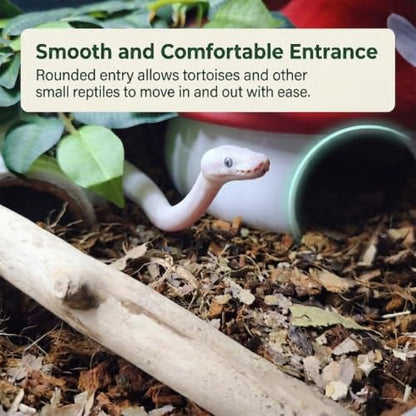 Mushroom Reptile Hide for Tortoise and Small Pets,Tortoise Hide Shelter with Cute Design, Reptile Hide Box for Vivarium (X Large:24cm x17.5cm) - size: X Large:24cm x17.5cm