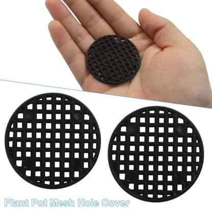 Plant Drainage Mesh Pads, 1.8 Inch, 100pcs Plastic Grid Mat | Round, Breathable Soil Guard, for Potted Plants, Bonsai, Black - size: 1.8 Inch
