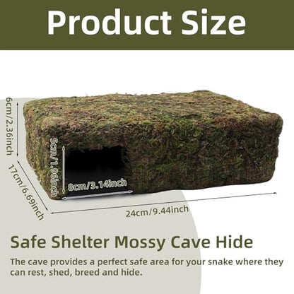 Yellow Mossy Cave Hide for Reptiles, Lizard Gecko Snake Shelter Hut | Yellow Color Lizard Moss Hideout, Snake Cave Hut, for Themed Terrarium Ideal for Gecko Hamster Snake to Rest & Hide