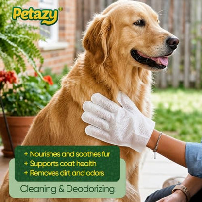 Pet Glove Wipes for Dogs & Cats – Hypoallergenic Thick Cleaning Gloves with Aloe & Coconut Oil for Paws, Face, Ears & Butt, Instant No Rinse Grooming Wipes to Deodorize and Hydrate, 2x25 Pack - color: 2x25 Glove Wipes