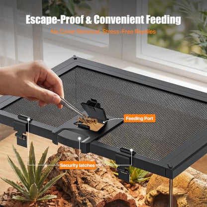 7 Gallon Fully Assembled Glass Reptile Enclosure,12"x 12" x 12" | Top Opening & Escape-Proof Reptile Terrarium Tank for Frog,Geckos,Tarantulas and Other Reptiles and Amphibians - size: 12“L x 12"W x 12"H