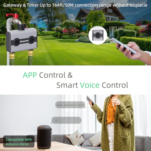 WiFi Sprinkler Timer 2 Outlet APP Control via 2.4Ghz for Garden | WiFi and Bluetooth Outdoor Watering Automate Water & Sprinkler Schedules - style: WIFI 2 outlets