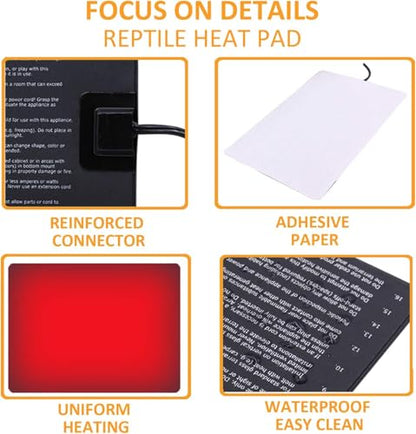 Aiicioo Under Tank Heater Thermostat - Reptile Heating Pad with Temperature Control Reptile Heat Mat for Combo Set for Hermit Crab Lizard Terrarium 24W - size: 8" X 18"(24W) with Thermostat
