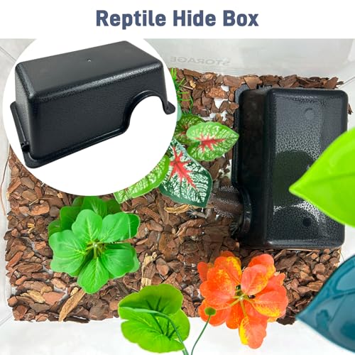 Durable Small Reptile Hide Box, Ball Python Hide, Leopard Gecko Hide, Bearded Dragon Hide, Easy to Clean Reptile Hides Cave for Tank, Snake Hide Enclosure (7.48" x 4.72" x 2.56") - size: Small