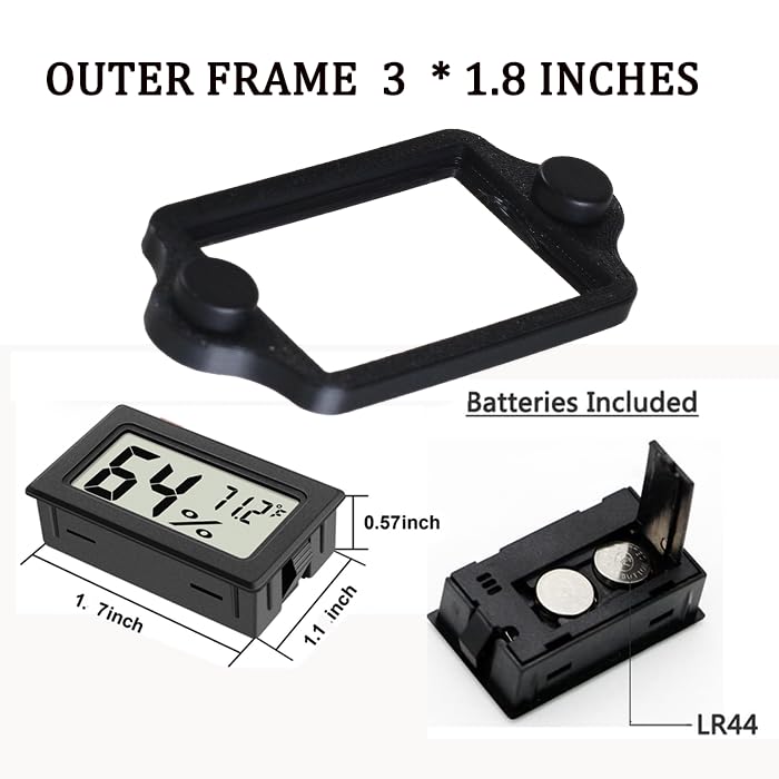2PCS Magnetic Temperature and Humidity Monitor Jumping Spider Enclosure Accessories Digital Thermometer Hygrometer Gauge for Reptile Terrarium Tanks, Gecko Bearded Dragon (Rectangle) - color: Rectangle