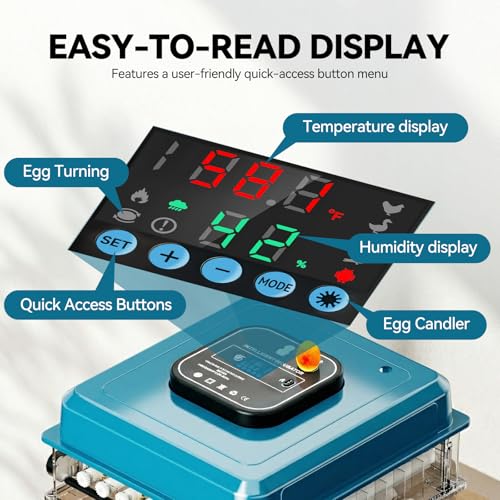 Incubators for Hatching Eggs, 136 Eggs Incubator Digital Poultry Hatcher with Auto Egg Turning, Temp & Humidity Display, 5 Modes, Day Counter & Egg Candler for Chicken/Duck/Goose/Quail