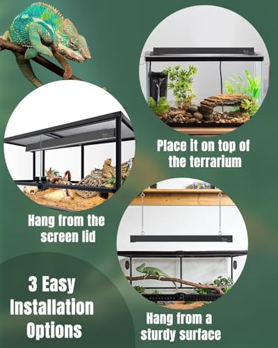 Pawfly T5 Reptile Light Combo Kit with 2 UVB Tubes, 10.0 UVB Light Fixture with Terrarium Hood and 24W Light Tubes for Bearded Dragon, Desert & Tropical Terrariums