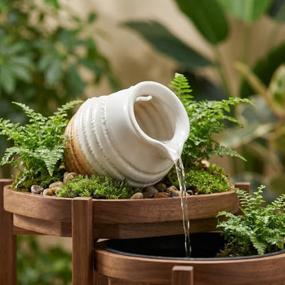 SUPVOX Ceramic Jar Fountain Attachment: 4.8" Miniature Clay Pot Spout Waterfall Accessory for DIY Aquarium Fish Tank, Tabletop & Garden Decor (Pump NOT Included)