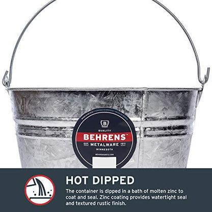 Behrens Hot-Dipped Galvanized Steel Utility Pail 4-1/4 Gallon - size: 17 quart, style: Hot Dipped