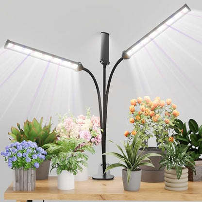 Grow Light,24W (160Watts Equiv) 5000K White Full Spectrum LED Growing Lamp Clip on Desk for Indoor Plants,Bulbs Replaceable & Non-dimmable (Black, 120Watts) - size: 120Watts