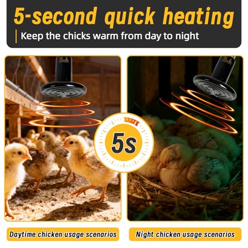 150W Ceramic Heat Lamp,Reptile Heat emitter E26 No Light Night Heat Bulb for Turtle, Tank,Lizard, Snake, Amphibians, Pet Brooder Coop Chicken