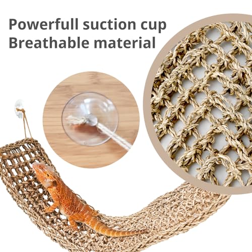 Bearded Dragon Lizard Hammock Reptile Lounger 30"*8" 1Pcs,100% Natural Seagrass Bed and Cage Terrarium Tank Accessories for Geckos,Snakes,Chameleon,Hermit Crab,Axolotl,Iguana