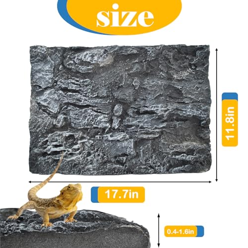 Reptile Tank Background Board Rock Terrarium Cork Background Board 3D Wall Backdrop Aquarium DéCor Backgrounds Amphibian Habitat Decoration for Lizards Leopard Gecko Bearded Dragons Turtle - color: Grey