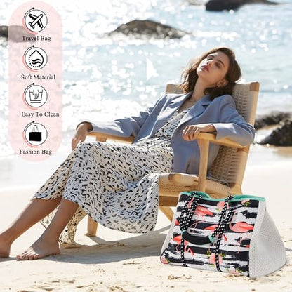 Hibala Neoprene Multipurpose Beach Bag,Gym/Travel/Pool Bag,Tote For Women&Men - color: Flamingo