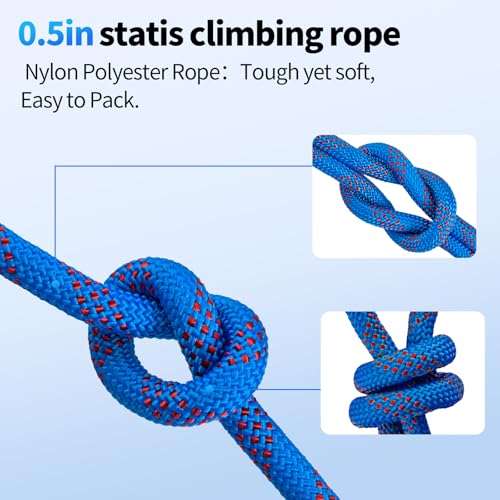100Ft 1/2 Inch Heavy Duty Climbing Rope,Arborist Rope for Tree Pulling (Blue) - size: 100ft-Blue