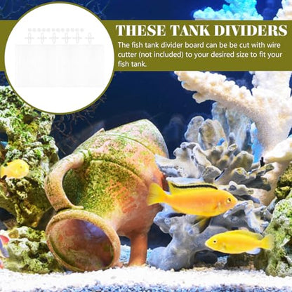 4pcs Aquarium Divider Fish Tank Grid Bottom Isolation Panels with Suction Cups, Plastic Separator for Betta Fish Breeding and Reptile Tanks