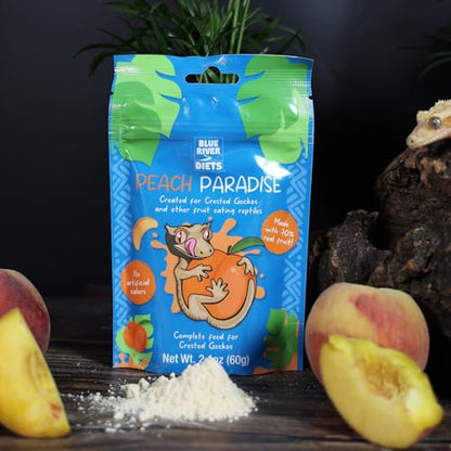 Blue River Diets Crested Gecko Diet | Peach Paradise | All Natural Low Fat Complete Gecko Food | 2.1oz