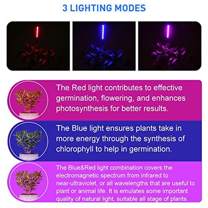 LED Grow Lights for Indoor Plants 20 LED, Plant Growing Lights Full Spectrum Auto ON Off with 3/9/12H Timer, 9 Dimmable Lightness Clip-On Desk Grow Lamp Bulb | Full Spectrum Plant Lamp,Clip-On Desk Grow Lamp Bulb,3/9/12H Timer,9 Dimmable Lightness,3 Light