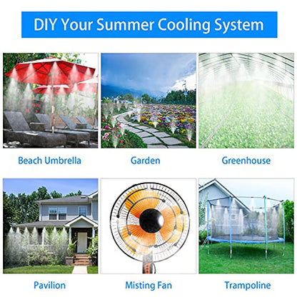 Misting System, 32.8FT Cooling Line Kit with 10 Brass Mist Nozzles, Outdoor | Outdoor Mister Kit With Hose Connector For Patio, Garden And Greenhouse Cooling. Fine Mist Spray System For Summer Use. - size: Misting Cooling System 32.8ft(10M)