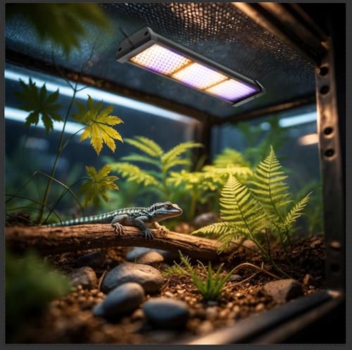 Dimmable LED Reptile UVB Lamp, 8000 Hours UVB Duration for Much Longer Lifespan, Adjustable 4/8/12-Hour Cycles, Suitable for Lizard and Chameleon, 12W, L Size - size: 12INCH