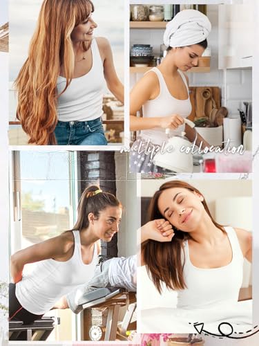 Air Curvey 4 Pack Tank Top for Women Basic Undershirt Tanks Sleeveless Casual Shirts Soft Seamless Layering Tops - color: Black White Nude White, size: Medium
