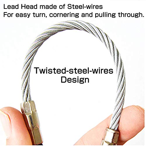50' Fiberglass Cable Wire Running Rod Coaxial Electrical Connectable Fish Tape Pull Kit With Hook And Hole Kit In Transparent Tube, Blue - color: blue