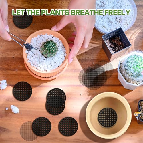 60 Mesh Screen for Planter Pots, Plant Drainage Insert, Pot Grid Mats Pads | 50PCS Mesh Screens + 10PCS Pot Bottom Grid Mats, 2 Inch Breathable Reusable Flower Pot Hole Pads For Indoor Outdoor Planters - size: 2 Inch