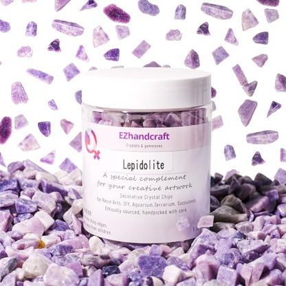Lepidolite Crystal Chips Bulk 1lb, 600+ Pieces, 8-15mm Natural Purple Mica - color: Lepidolite, size: 1LB