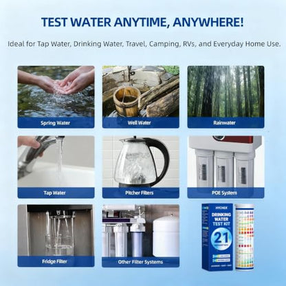 21 in 1 Accurate Drinking Water Test Kit, Well Water Testing Kit | 145 Strips + 4 Bacteria Tests, Home Tap Water Tester for Iron Lead Nitrate Fluoride Chlorine Copper Hardness pH and More