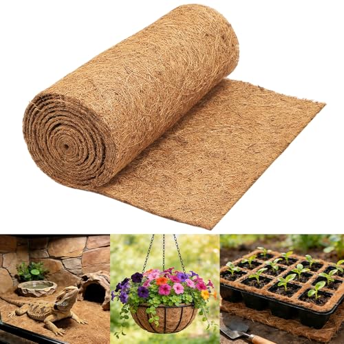 Coco Liners for Planters, 12 x 98 Inch Natural Coco Coir Liner Roll | Coconut Planter Liners for Flower Basket, Coconut Fiber Mat, Garden Decoration, Animal Pet Pad, Reptile Carpet ﻿