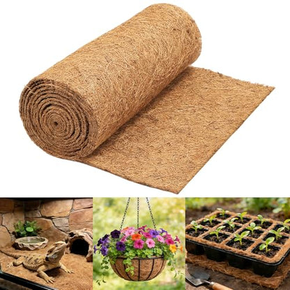 Coco Liners for Planters, 12 x 98 Inch Natural Coco Coir Liner Roll | Coconut Planter Liners for Flower Basket, Coconut Fiber Mat, Garden Decoration, Animal Pet Pad, Reptile Carpet ﻿