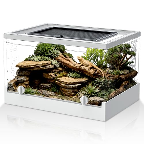 Folding Reptile Travel Terrarium Tank 17" × 12" × 10" | 9 Gallon Portable Transport or Quarantine Enclosure Habitat for Geckos, Lizards, Snakes, Turtles, Spiders - size: 17" x 12" x 10"