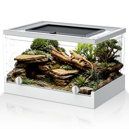 Folding Reptile Travel Terrarium Tank 17" × 12" × 10" | 9 Gallon Portable Transport or Quarantine Enclosure Habitat for Geckos, Lizards, Snakes, Turtles, Spiders - size: 17" x 12" x 10"