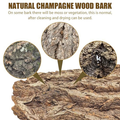 VCEPJH Reptile Bark Bedding,1 LB Natural Cork Bark for Reptiles Flat Cork Wood Terrarium Substrate Tank Supplies for Snake Spiders Bearded Dragons Hermit Crabs Geckos