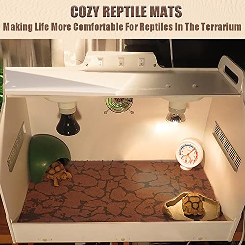 Tfwadmx 2 Pcs Reptile Carpet Sand Mat (20" L*12" W) &2 Pcs Reptile Basking Platform (12" L*6" W)