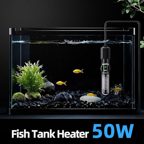 Fish Tank Heater for Aquarium - 50W Samll Aquarium Heater | Submersible Tank Heaters with Mini Aquariums Thermometer for Saltwater Freshwater 5-10 Gallon Tanks