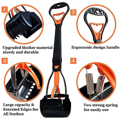 ienjoyed 2-Piece Pooper Scooper for Large Medium & Small Dogs Heavy Duty,Long Handled Dog Poop Scooper for Grass,Durable Dog Poop Pick Up Tool - color: 2-Piece