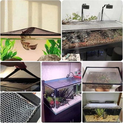Aquarium Anti-Jump Cover， Terrarium Ventilation Opening Hood Magnetic Fish Tanks Top Lid Protective Screen Custom Size(L11.8 xW7.9) - size: L11.8"xW7.9