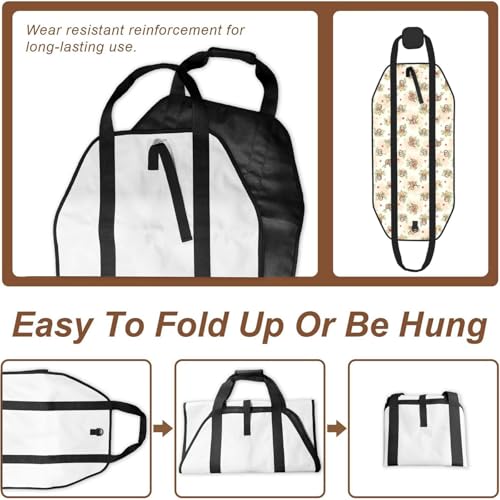 AMRANDOM Firewood Carrier Bag with Handles Log Holder Foldable & Waterproof for Fireplace, BBQ, Camping, Garden (Cute Sloth Dont Hurry Be Happy) - color: Color1025