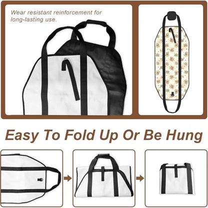 AMRANDOM Firewood Carrier Bag with Handles Log Holder Foldable & Waterproof for Fireplace, BBQ, Camping, Garden (Cute Sloth Dont Hurry Be Happy) - color: Color1025