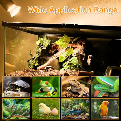 Reptile Heat Lamp with Clamp, Aquarium Turtle Tank Basking Light with 360° Rotatable, Timing, Dimming and 2 Pcs 50W UVA UVB Heat Light Bulb for Turtle, Lizard, Snake, Beared Dragon, Amphibians - size: Reptile Lamp-Dimmable and Timer