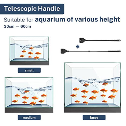 Olaismln Fish Tank Scraper Cleaner for Glass Aquariums, 21" Handheld Scraper Cleaning Razor with 5 Stainless Steel Blades for Fish Reef Plant Glass Tank