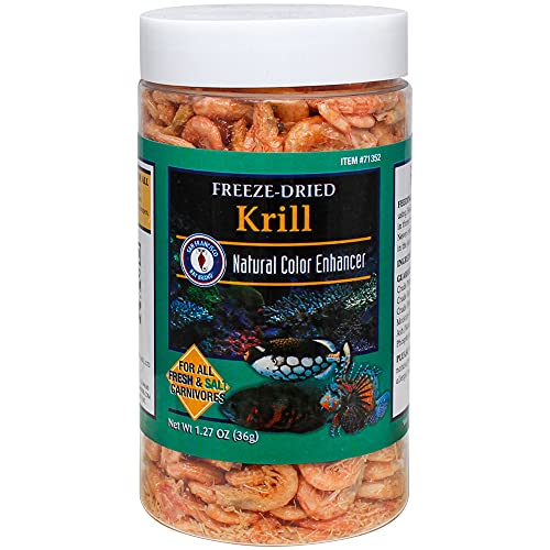 San Francisco Bay Brand Freeze Dried Krill Fish Food - All-Natural, Sustainably Harvested, High Protein Dried Shrimp for Freshwater and Saltwater Carnivores, Koi, Cichlids, Turtles - 1.27 oz (36g)