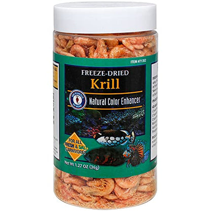 San Francisco Bay Brand Freeze Dried Krill Fish Food - All-Natural, Sustainably Harvested, High Protein Dried Shrimp for Freshwater and Saltwater Carnivores, Koi, Cichlids, Turtles - 1.27 oz (36g)