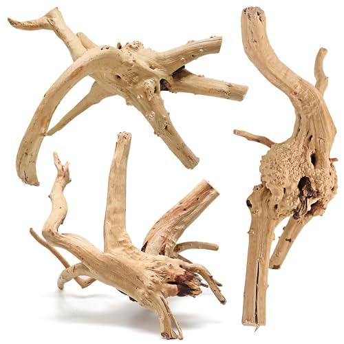WDEFUN Natural Spiderwood for Aquarium Decor 3-Piece 7''-11'' Long Natural Driftwood Branches for Fish Tank Decorations - size: Spiderwood （7-11 inch pack of 3）